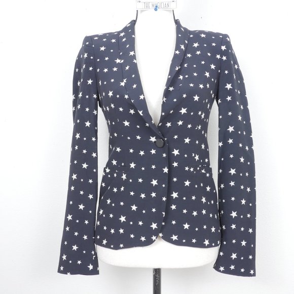 Zara Jackets & Blazers - Zara Black White Stars Outer Space Print One Button Closure Fitted SZ XS Blazer